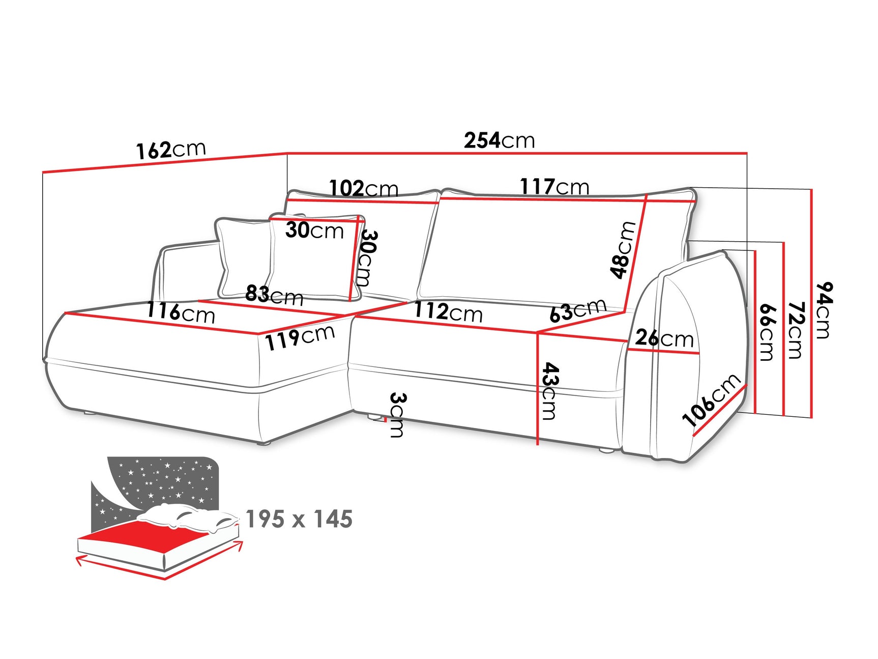 Hjørnesofa Kingman 101