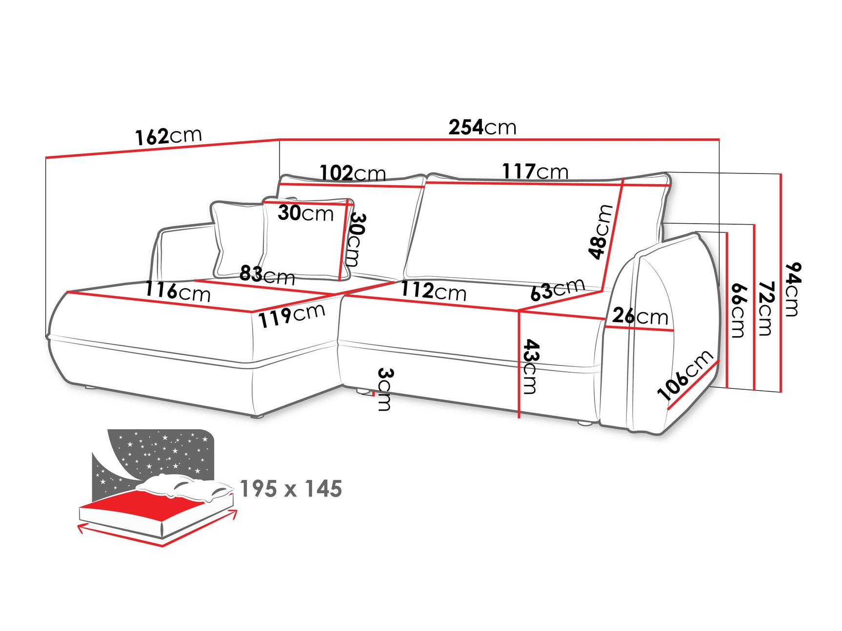 Hjørnesofa Kingman 101
