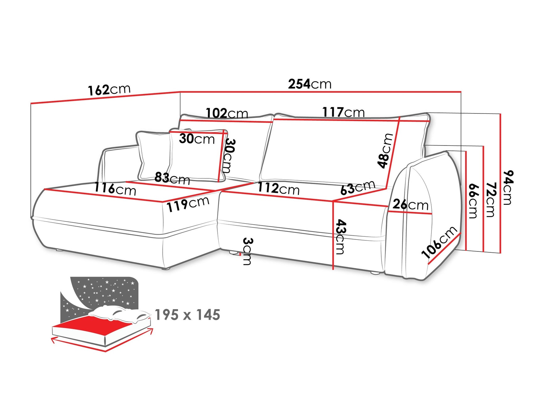 Hjørnesofa Kingman 101