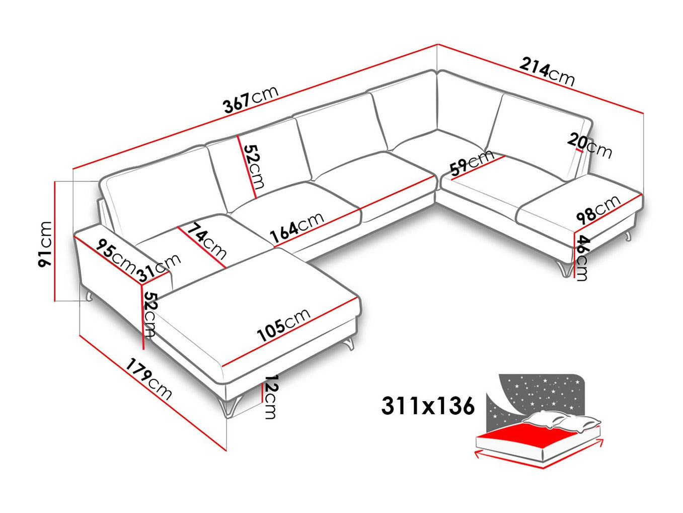 Hjørnesofa ComfiDream 113