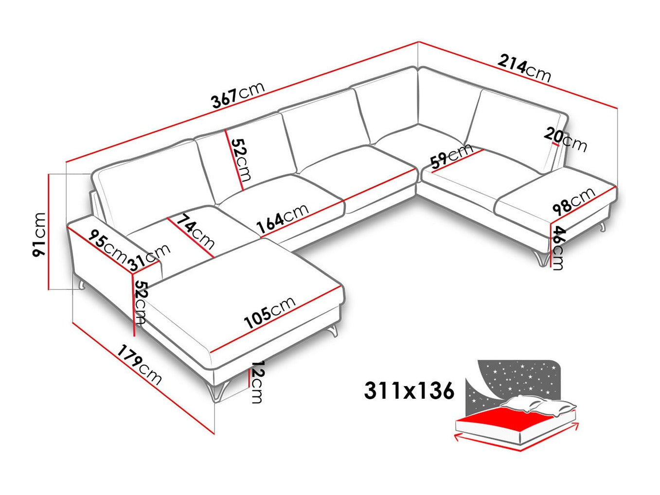 Hjørnesofa ComfiDream 113