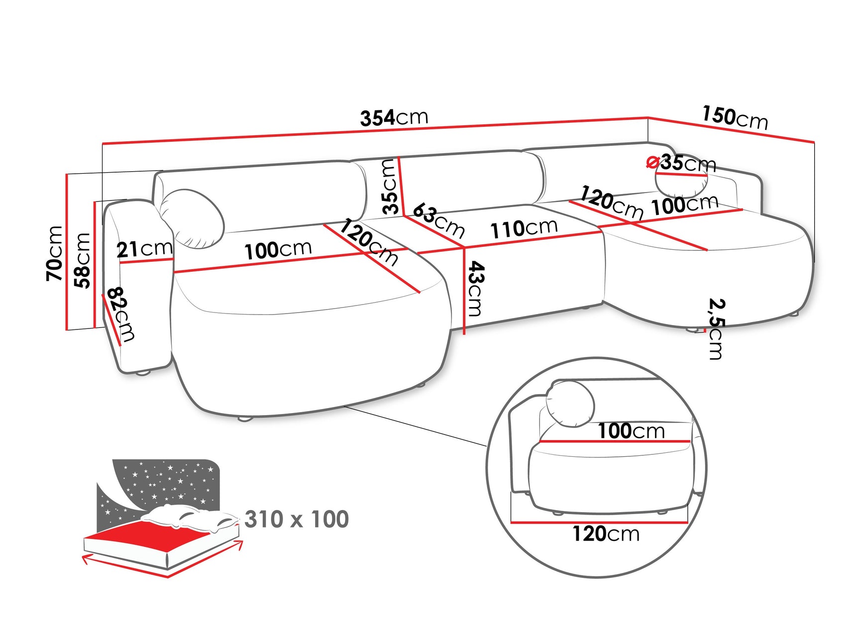 Hjørnesofa Comfivo 480
