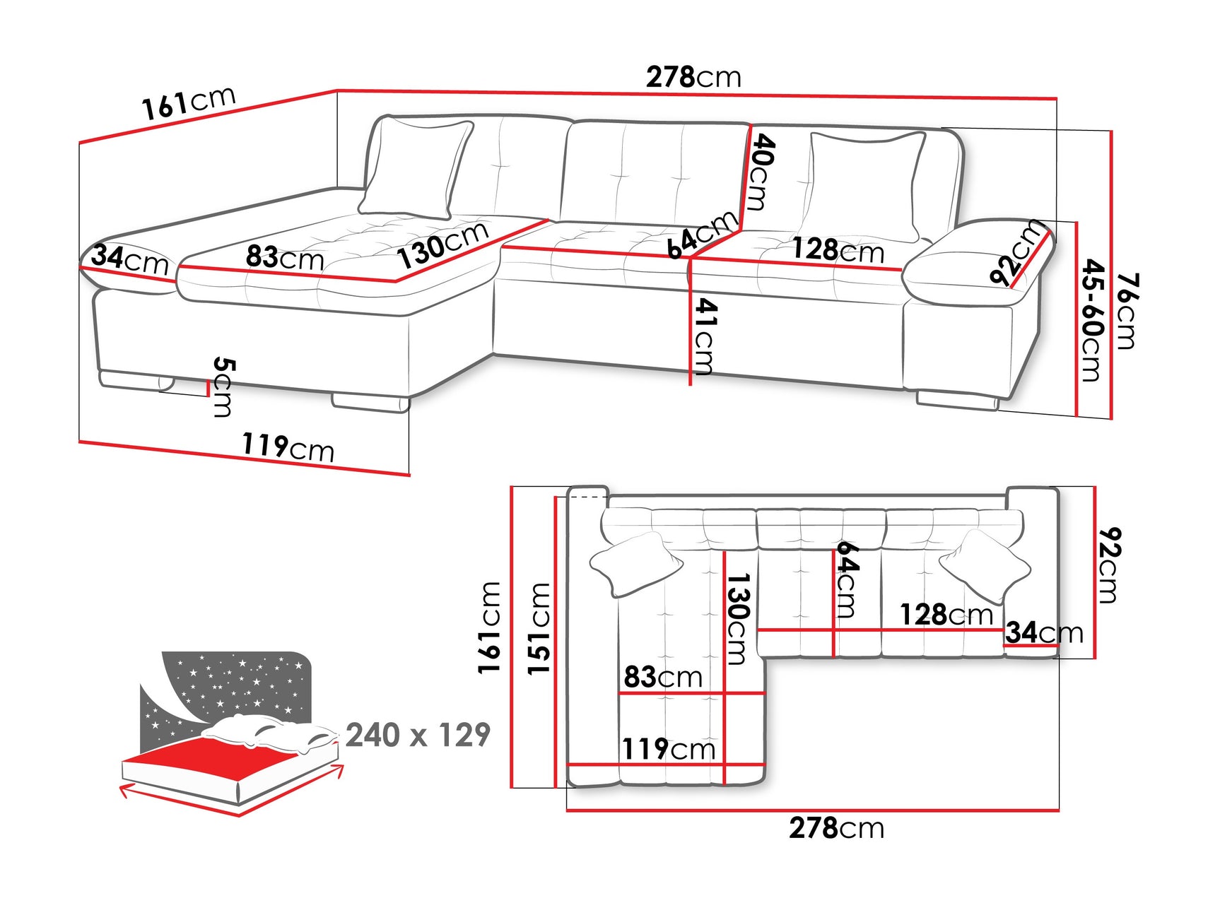 Hjørnesofa Comfivo 250