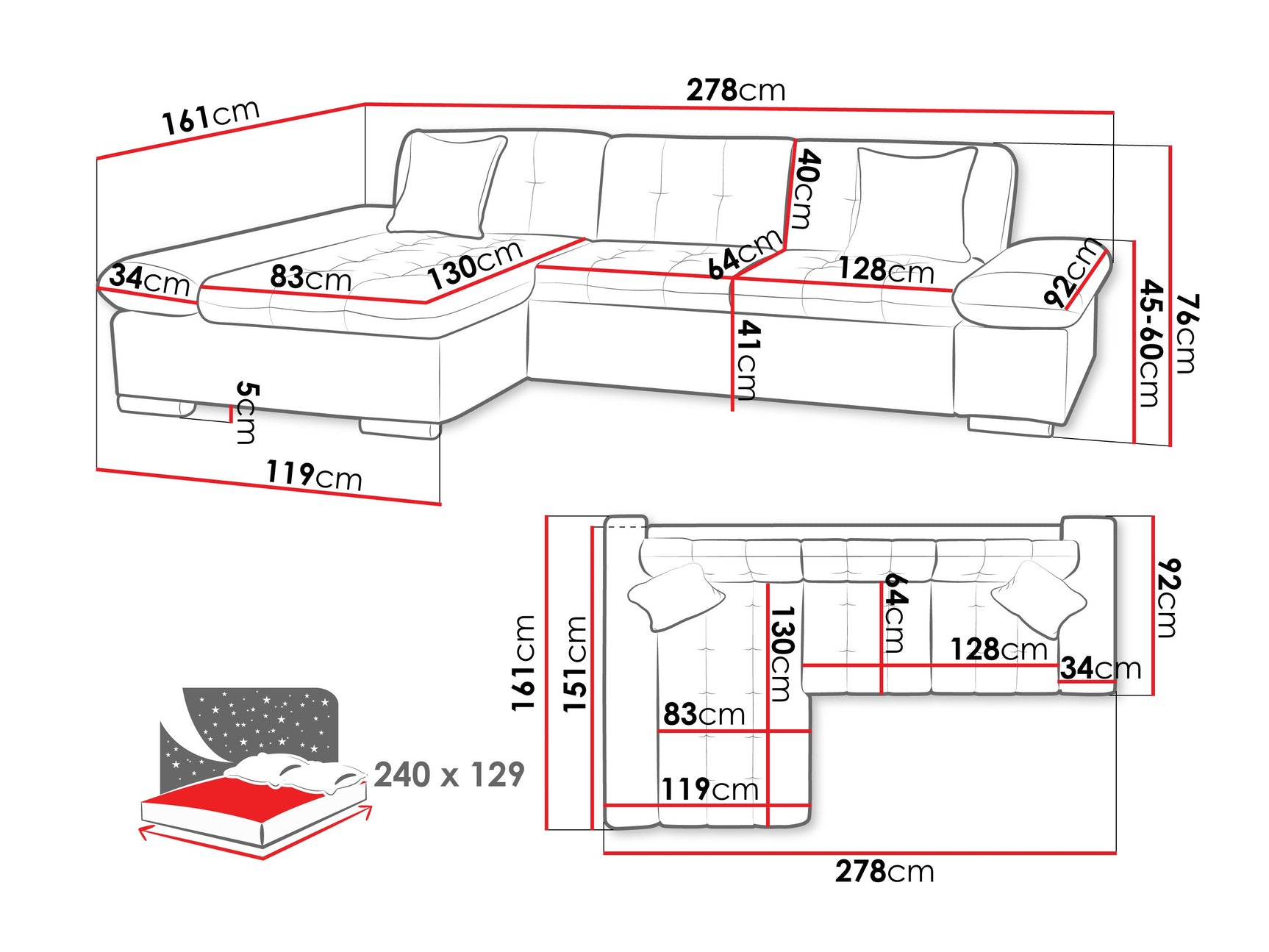 Hjørnesofa Comfivo 250