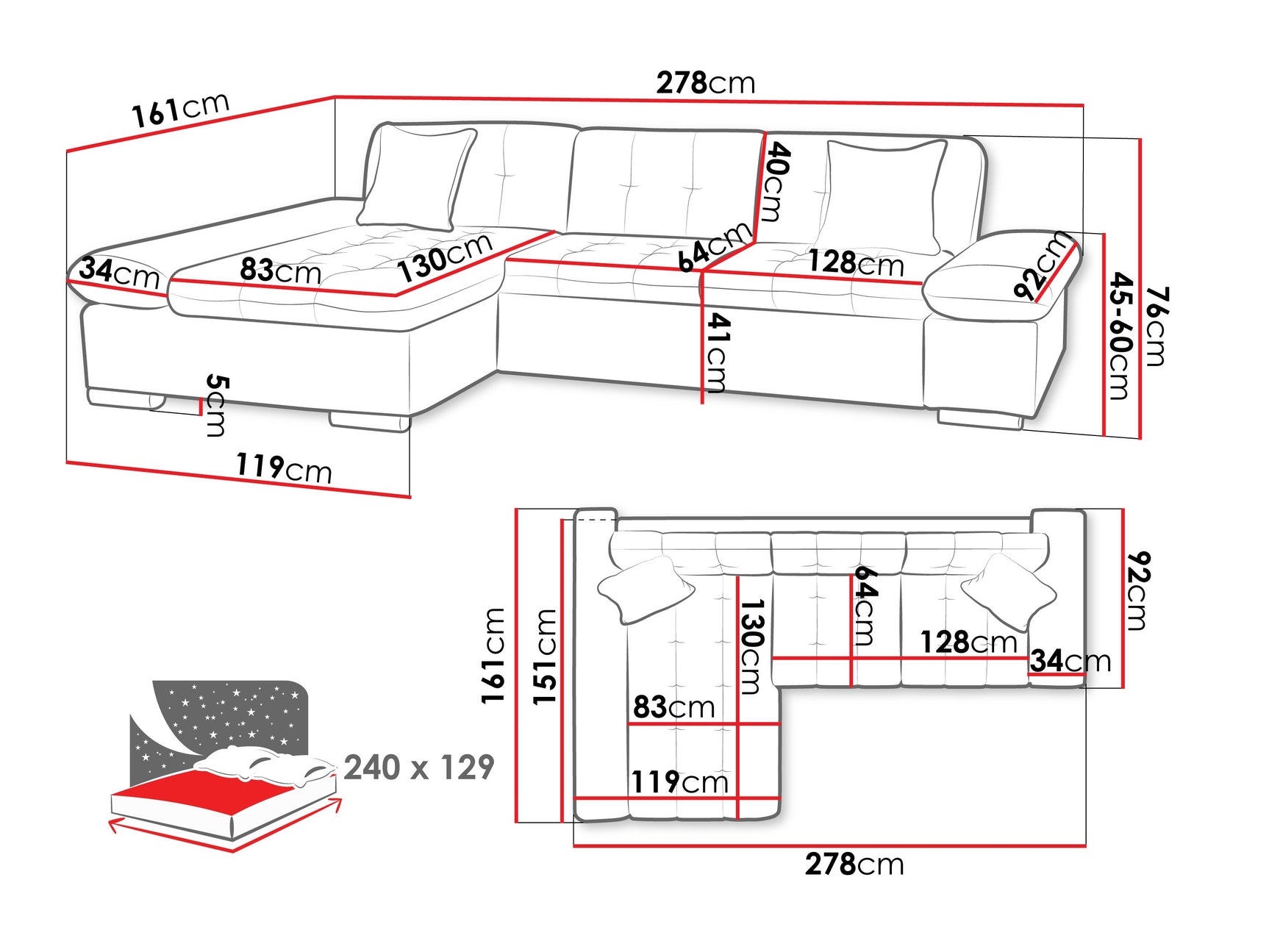 Hjørnesofa Comfivo 250