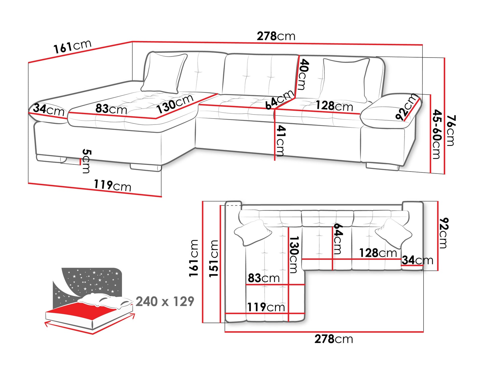 Hjørnesofa Comfivo 250