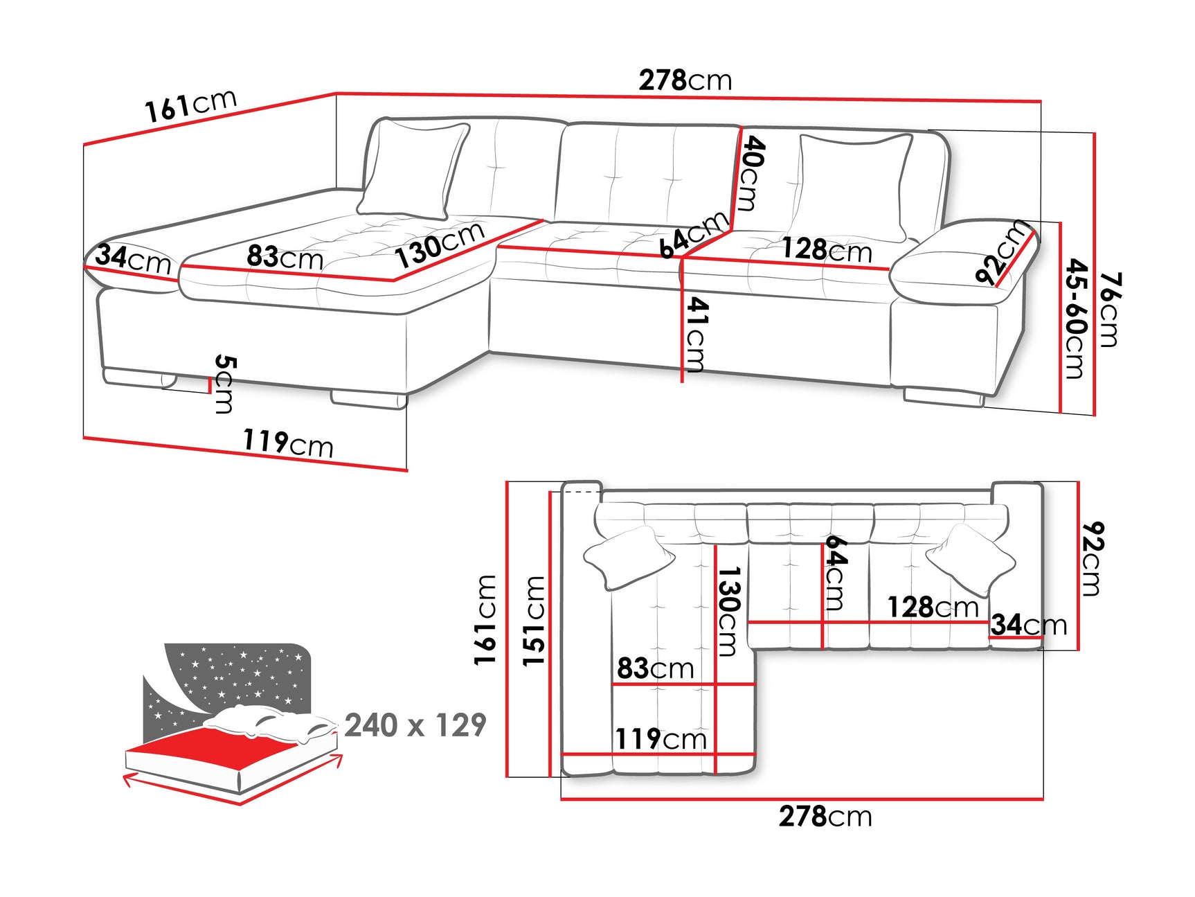 Hjørnesofa Comfivo 250