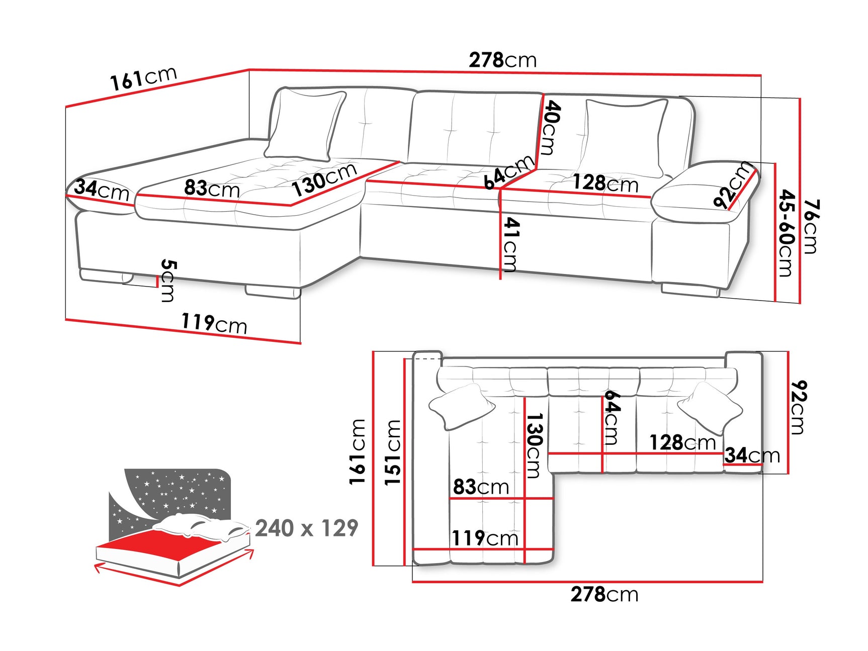Hjørnesofa Comfivo 250