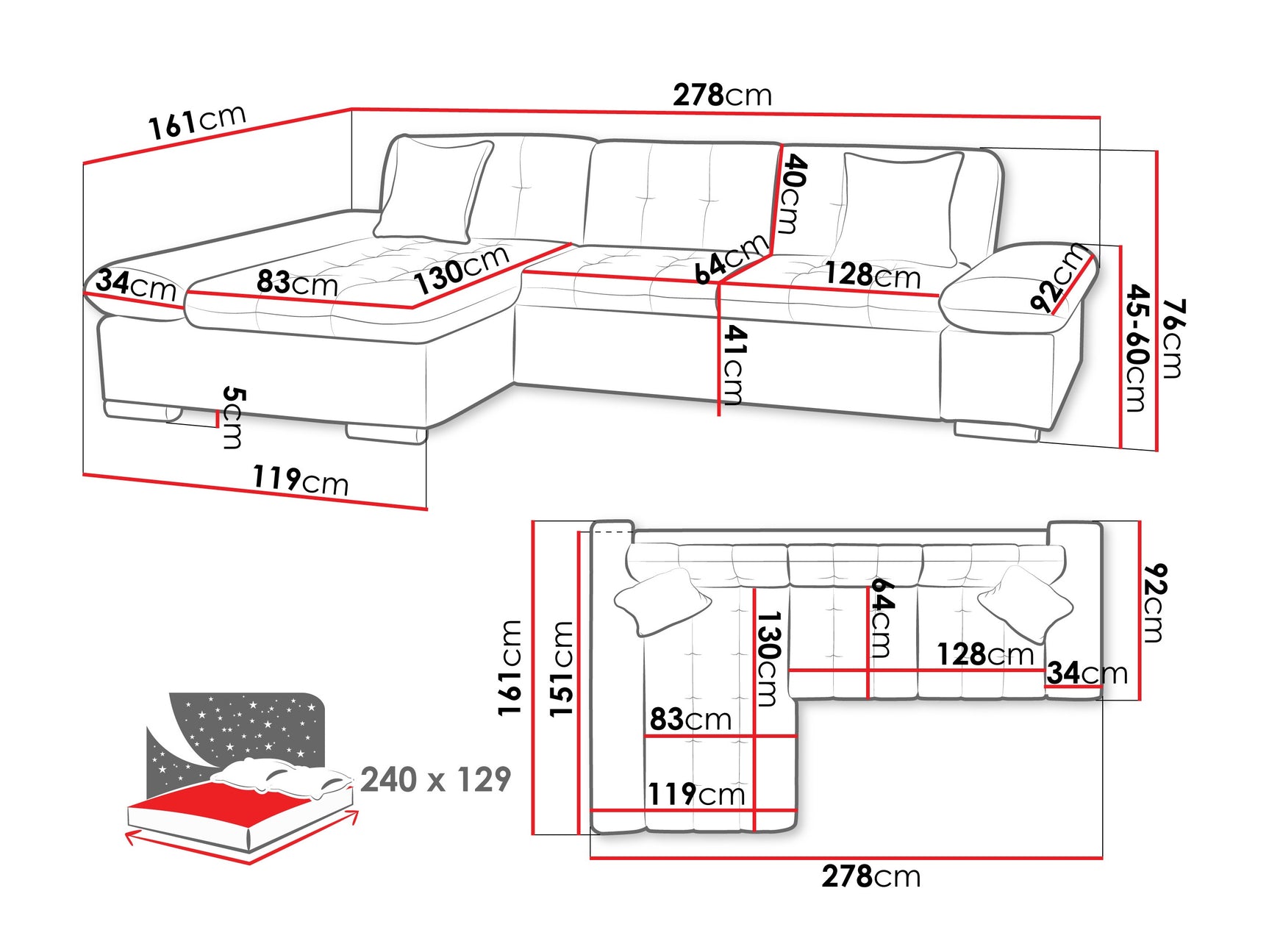 Hjørnesofa Comfivo 250