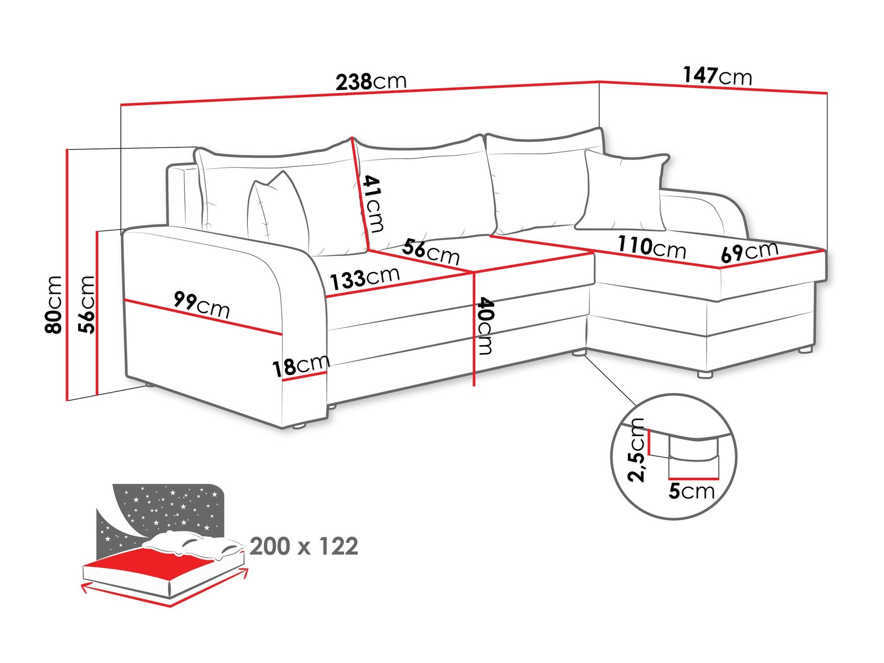 Hjørnesofa Comfivo 135
