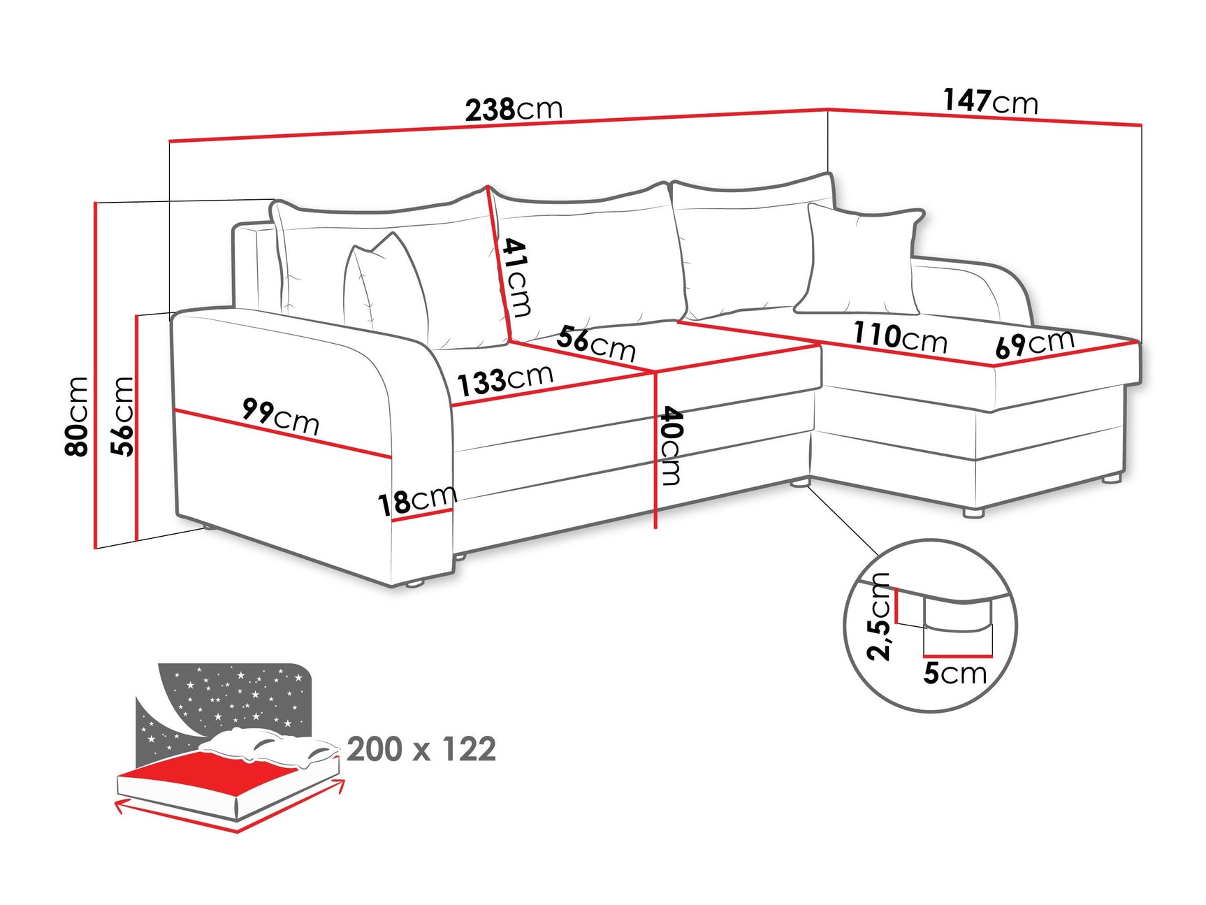 Hjørnesofa Comfivo 135