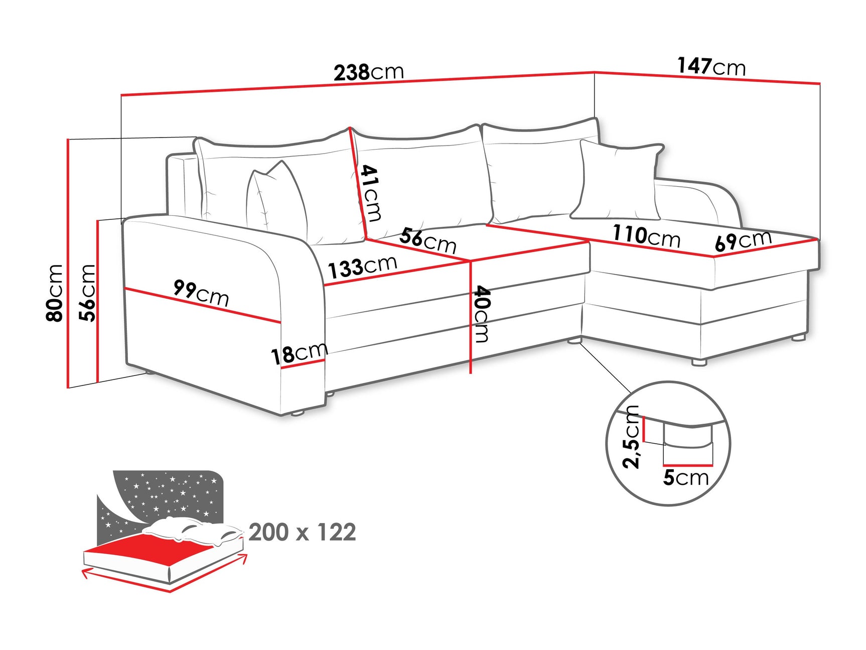 Hjørnesofa Comfivo 135