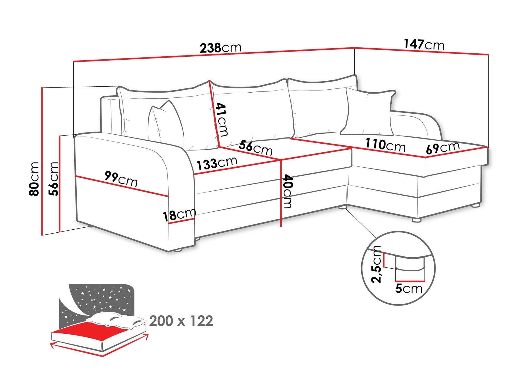 Hjørnesofa Comfivo 135