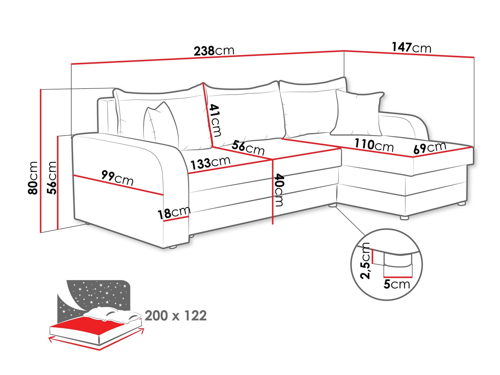Hjørnesofa Comfivo 135