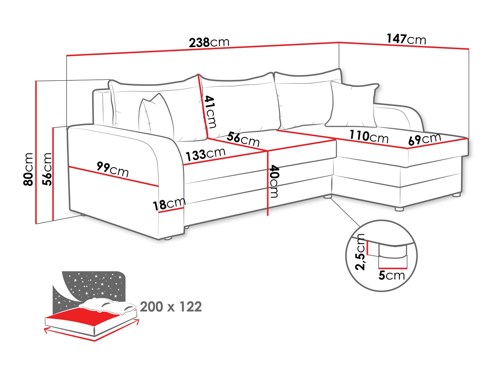 Hjørnesofa Comfivo 135