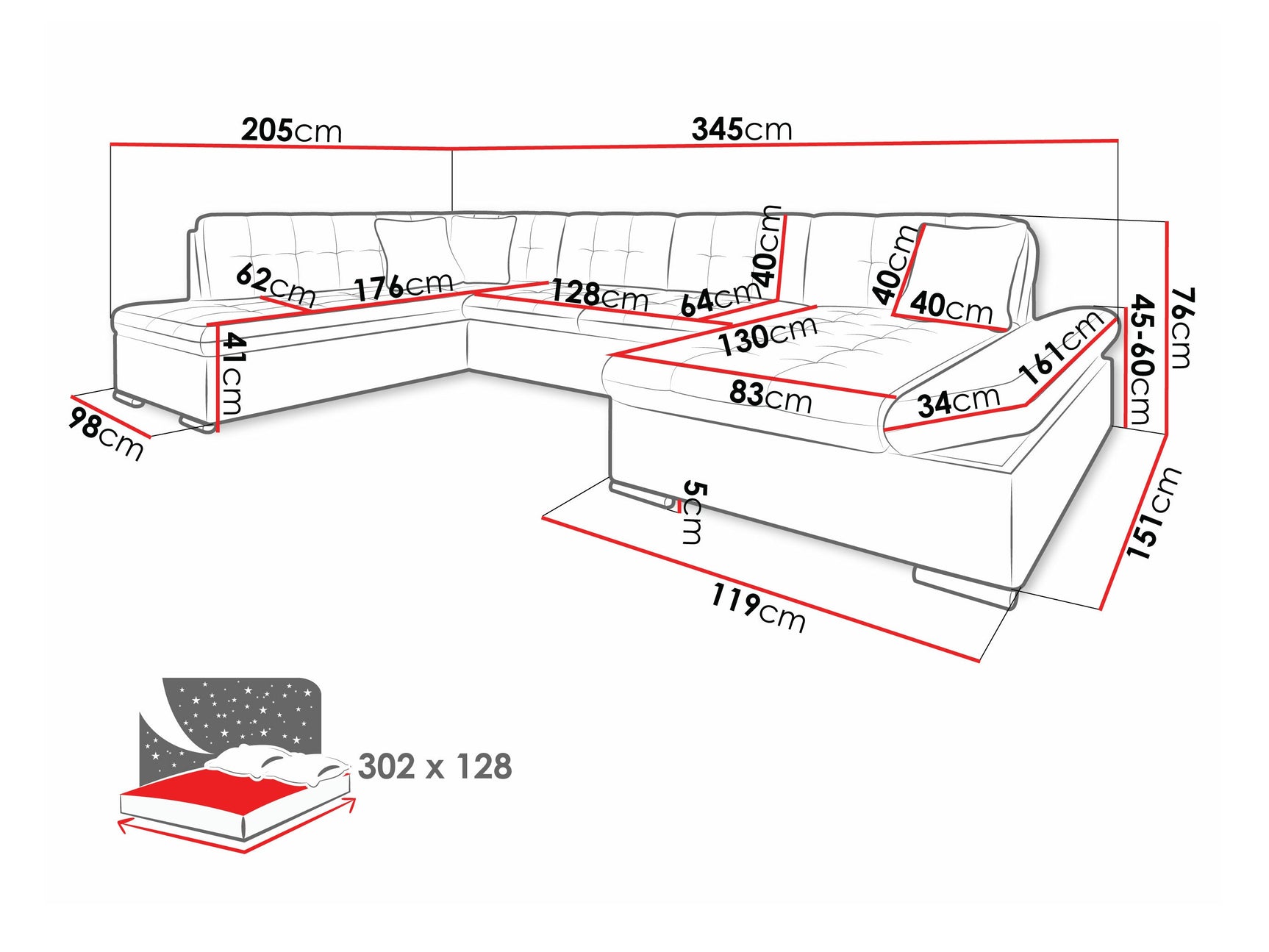 Hjørnesofa Comfivo 150 4373474