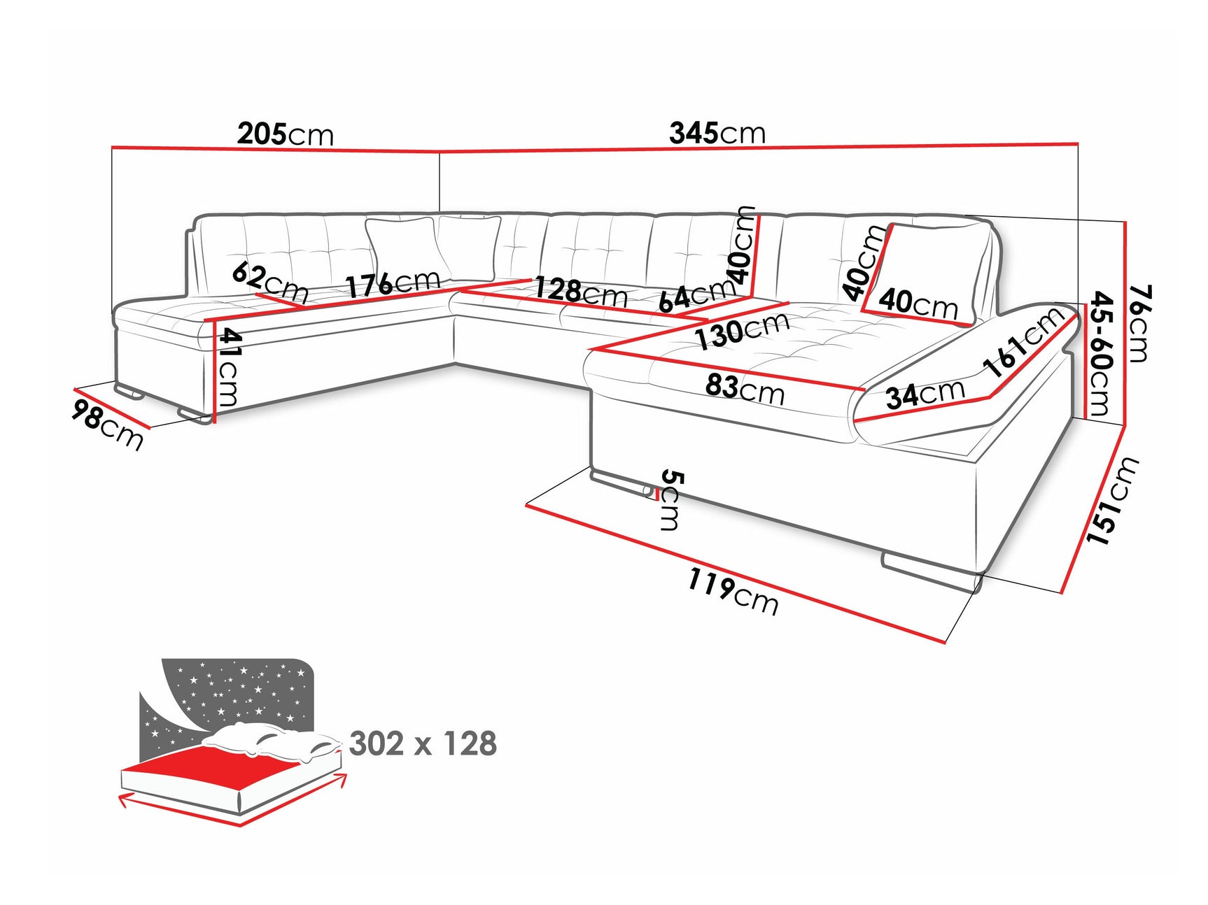 Hjørnesofa Comfivo 150 4373475