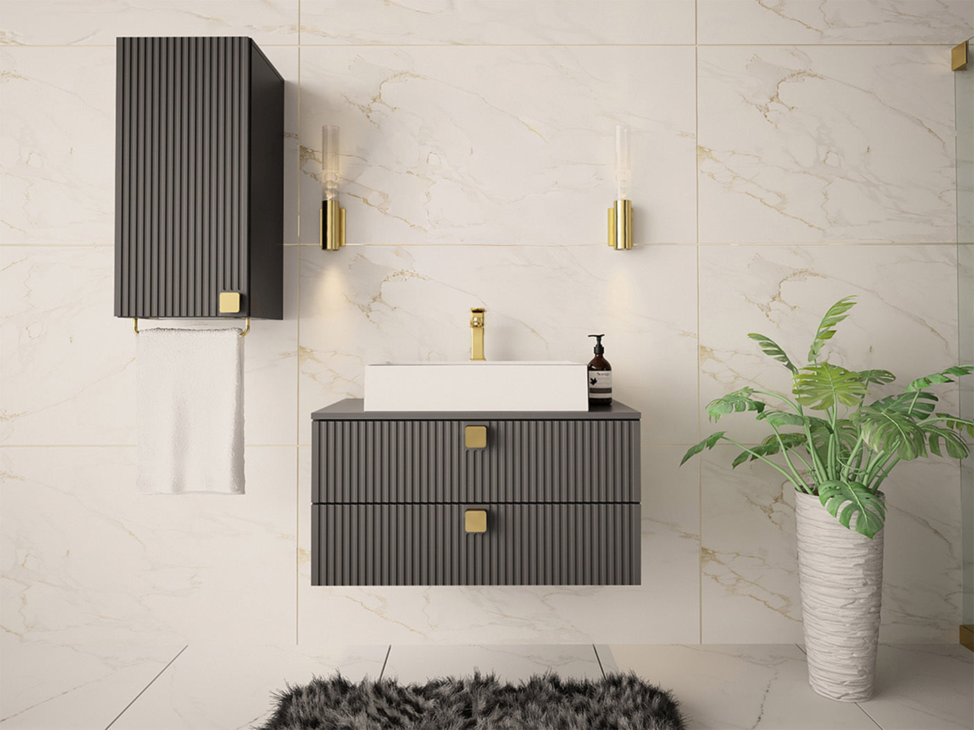 Vægmonteret badeværelsesskab Orlvera 101 4376921